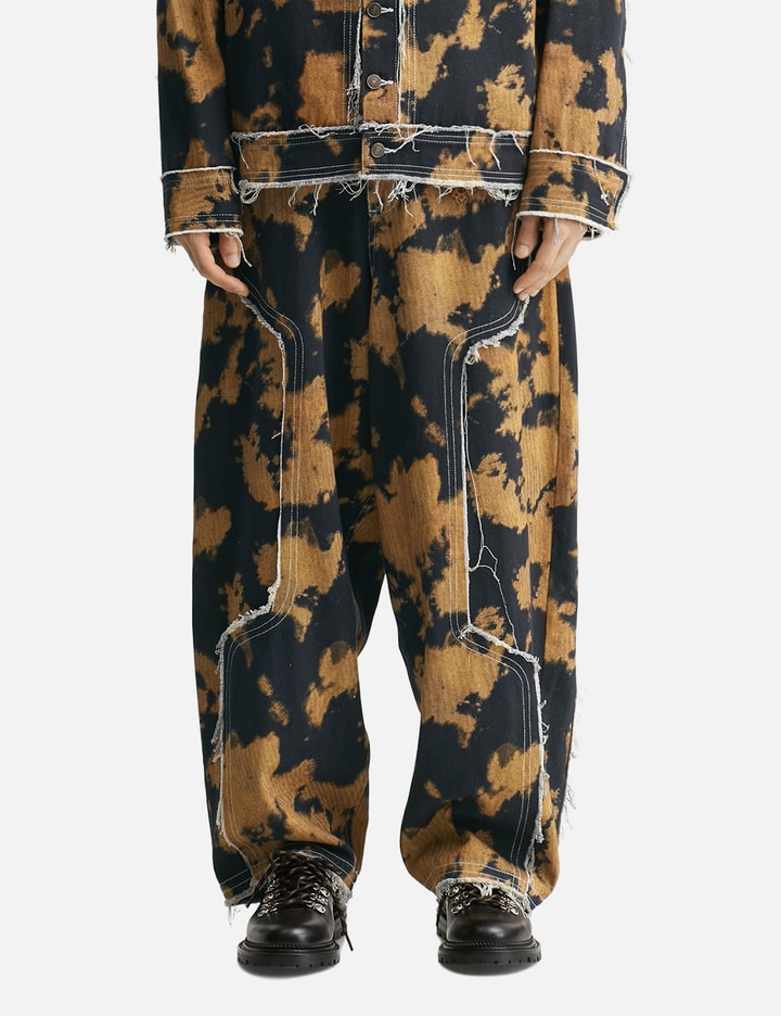 Bleached Effect Raw Edge Balloon Jeans