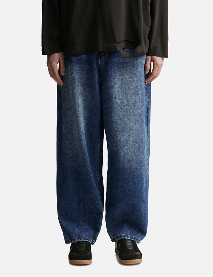 Indigo Washed Distressed Extended Cut Luft Jeans