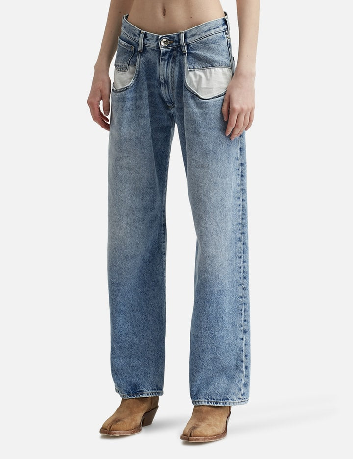 Straight Jeans With Contrasted Pockets