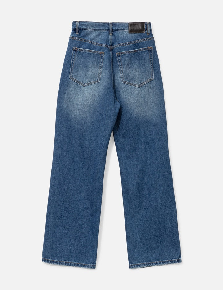 Indigo Washed Destroyed Break Cut Flared Jeans