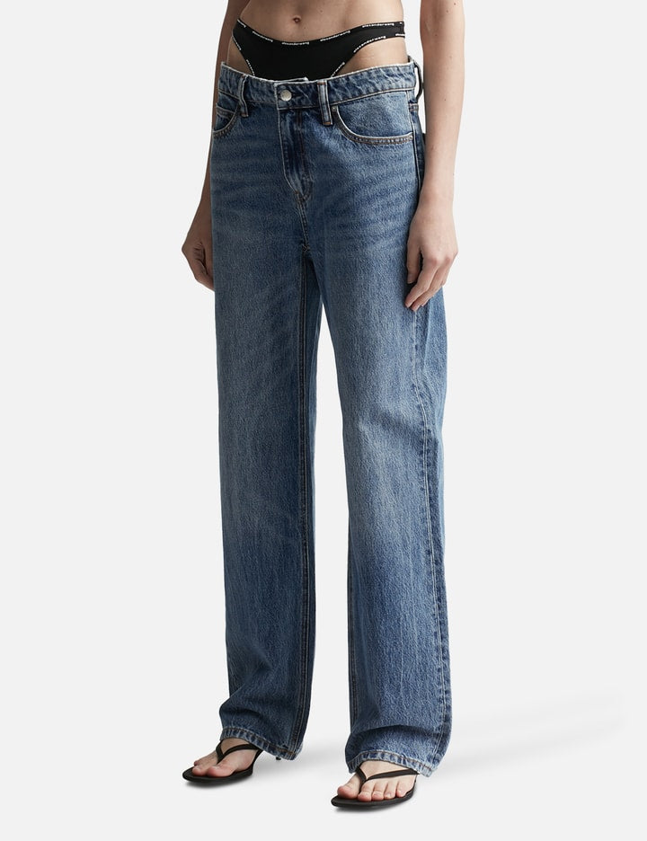 Mid-rise Jeans With Pre-styled Logo Brief