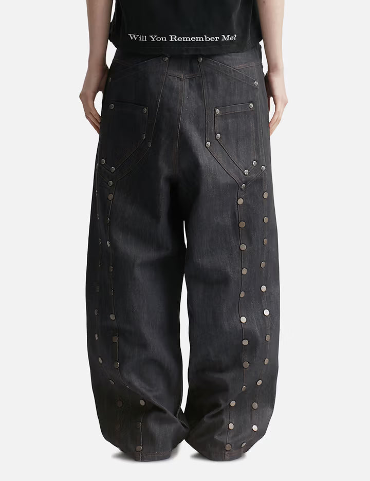 "Devlin" Studded Waxed Japanese Raw Denims In Blue