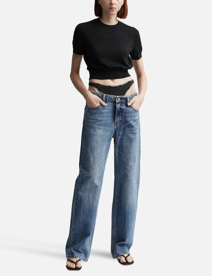 Mid-rise Jeans With Pre-styled Logo Brief