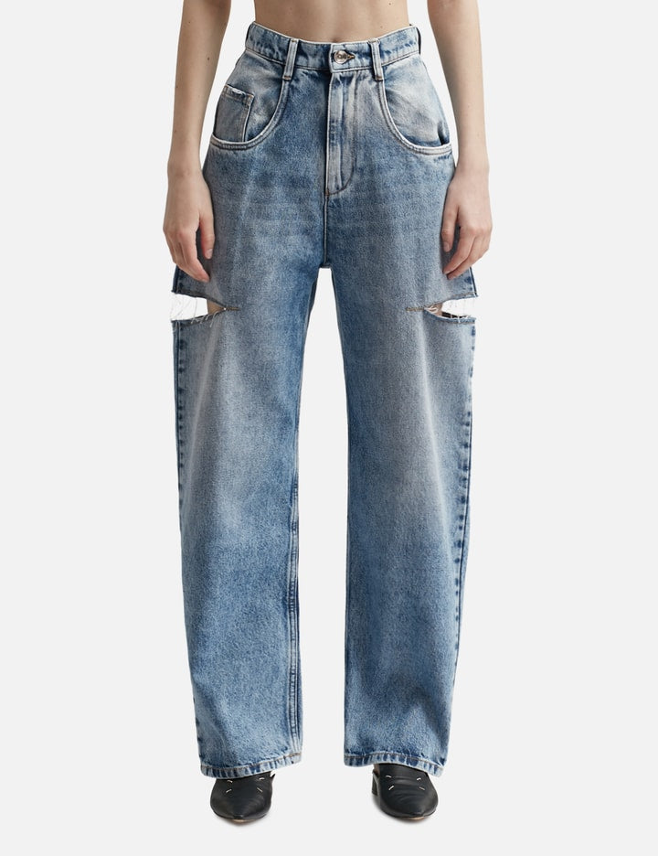 Denim jeans with slash details