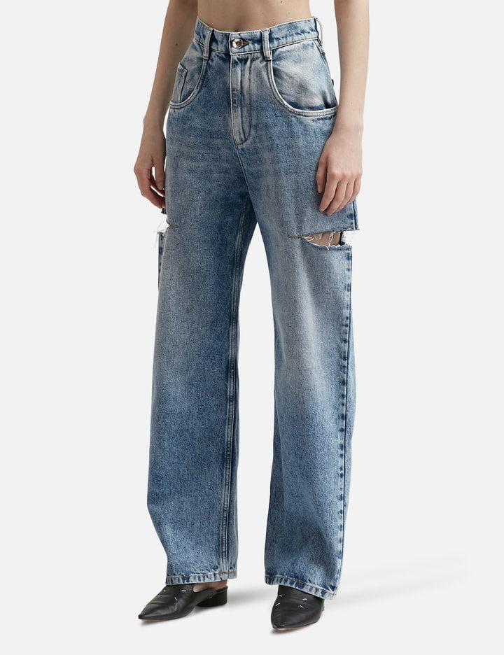 Denim jeans with slash details