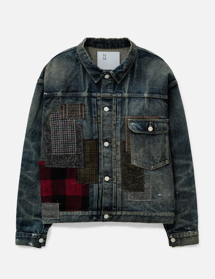 Junya Watanabe Man X New Manual Cotton Denim Multi Fabrics Mix Trucker