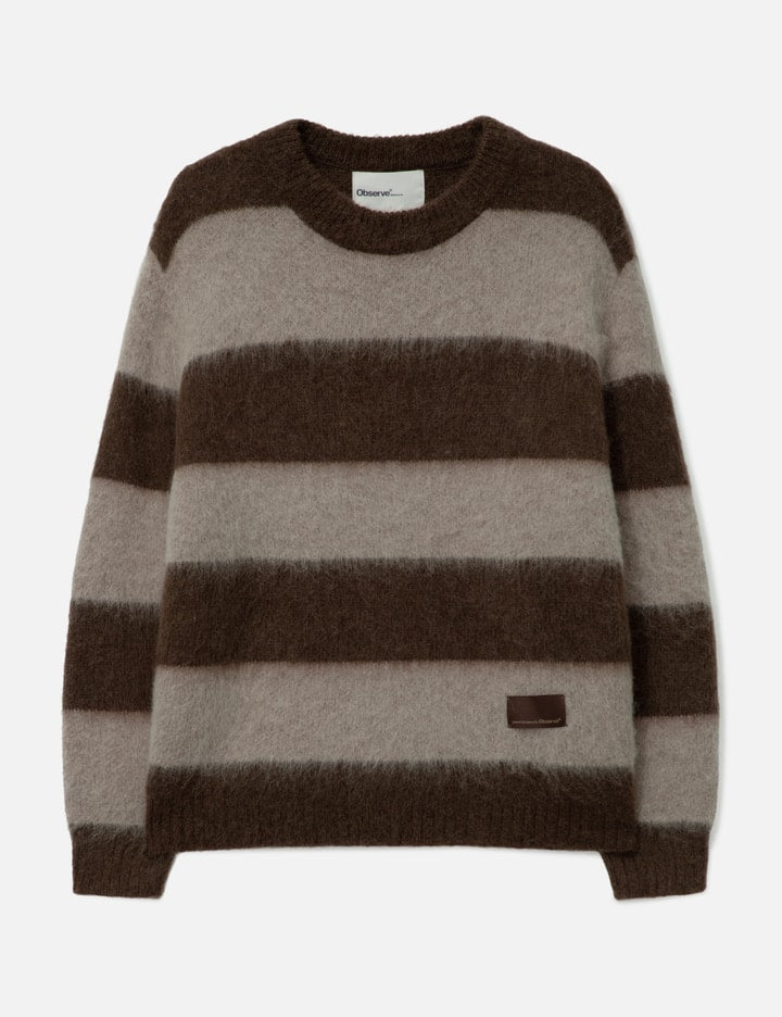 Wool Mohair Striped Knit Sweater