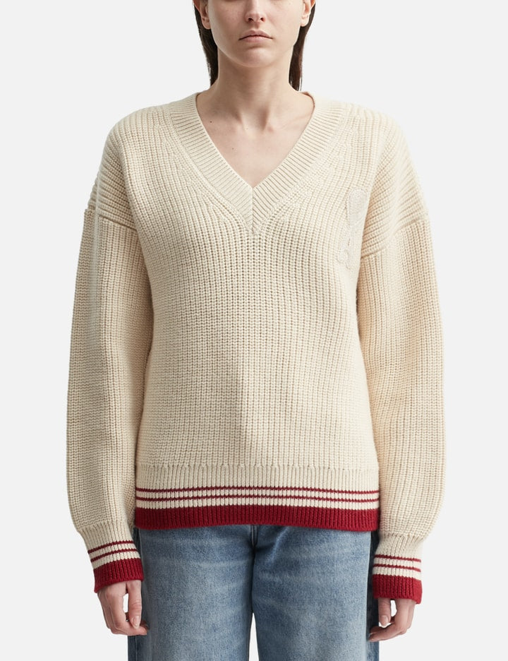 Wool Ribbed V-Neck Sweater