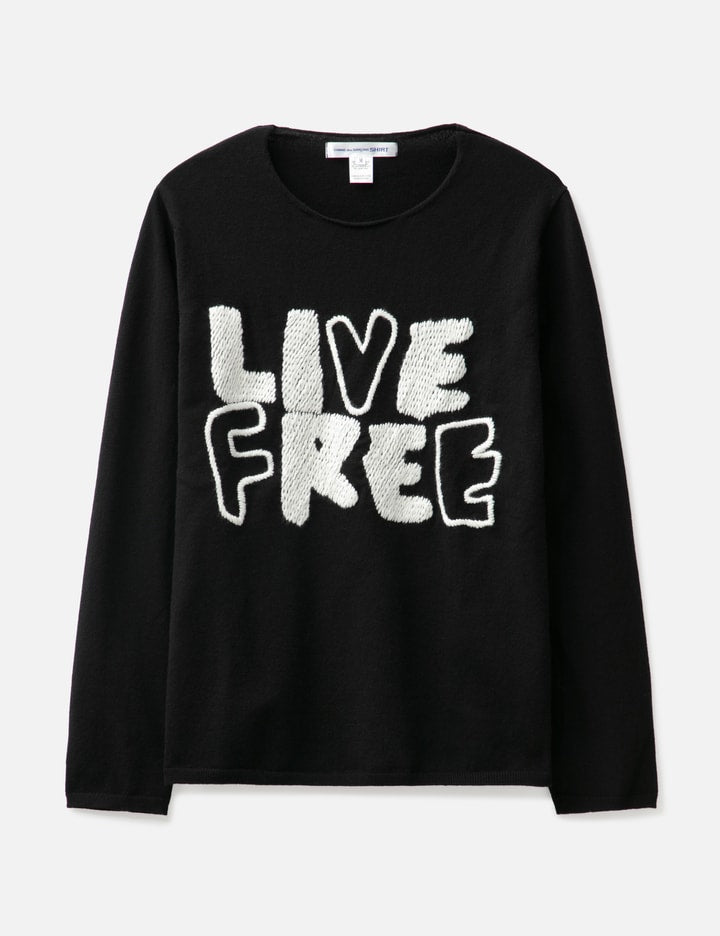 "LIVE FREE" Long Sleeve Knit Sweater