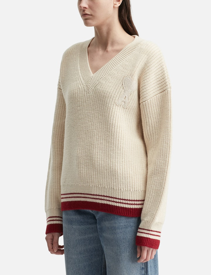 Wool Ribbed V-Neck Sweater