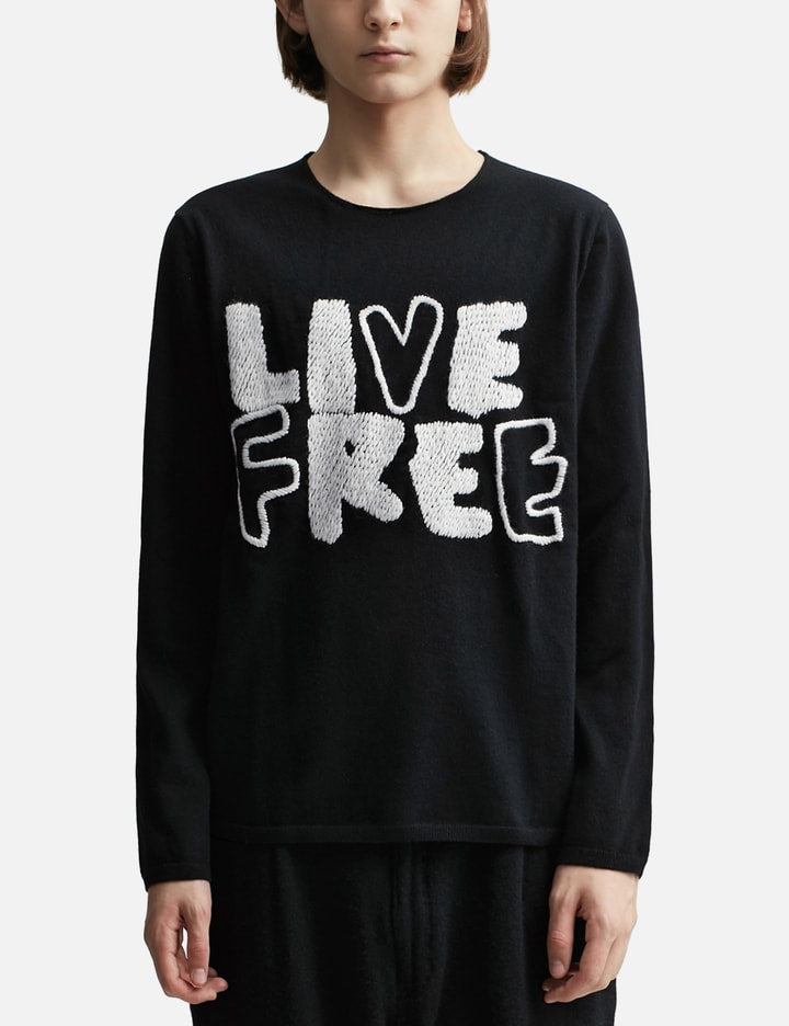 "LIVE FREE" Long Sleeve Knit Sweater