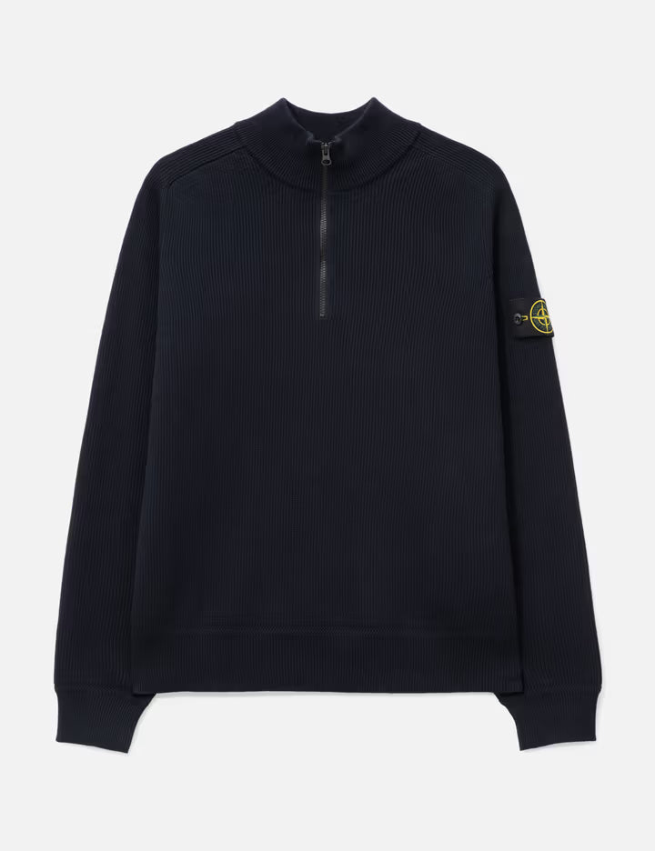 Ribbed Soft Organic Cotton Half-Zip Jumper