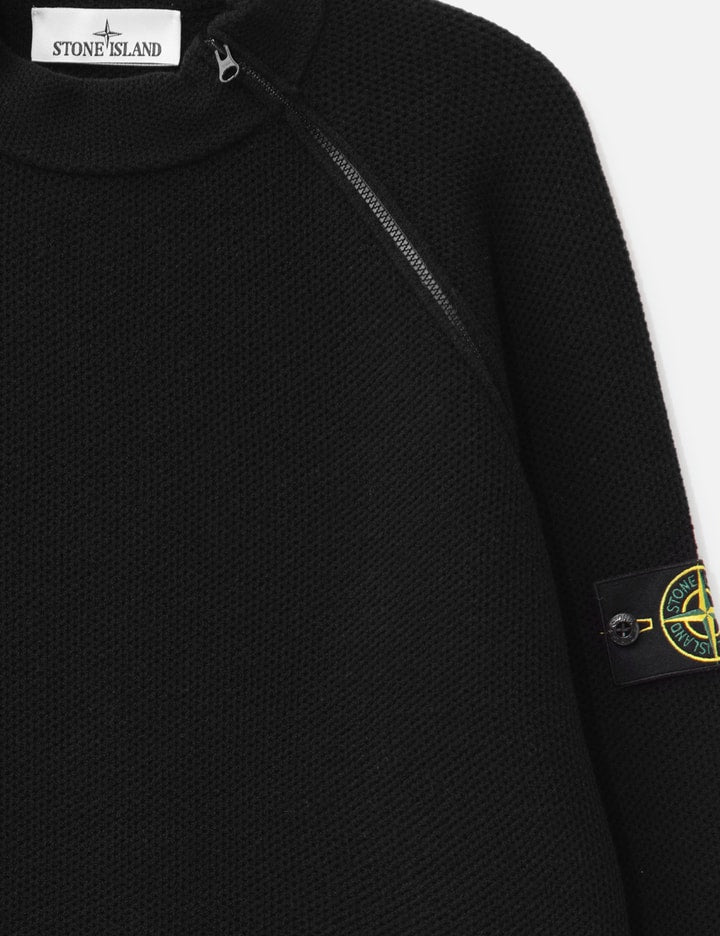 Stretch RWSA Wool Mock Neck Jumper With Diagonal Zip