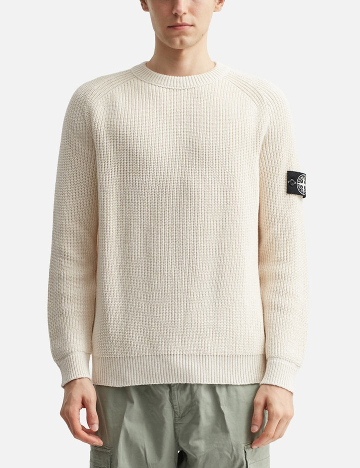 Fisherman's Rib Cotton Raw Beauty Crewneck Jumper