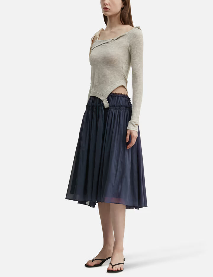 Lace String Gathered Long Skirt