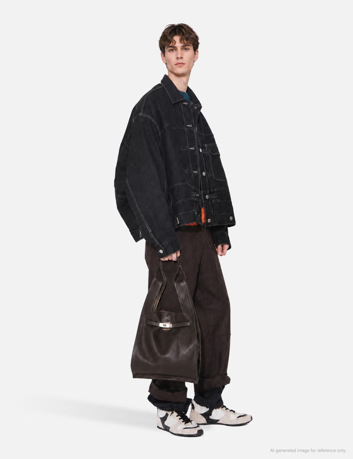 Large Market Bag In Shrink Leather