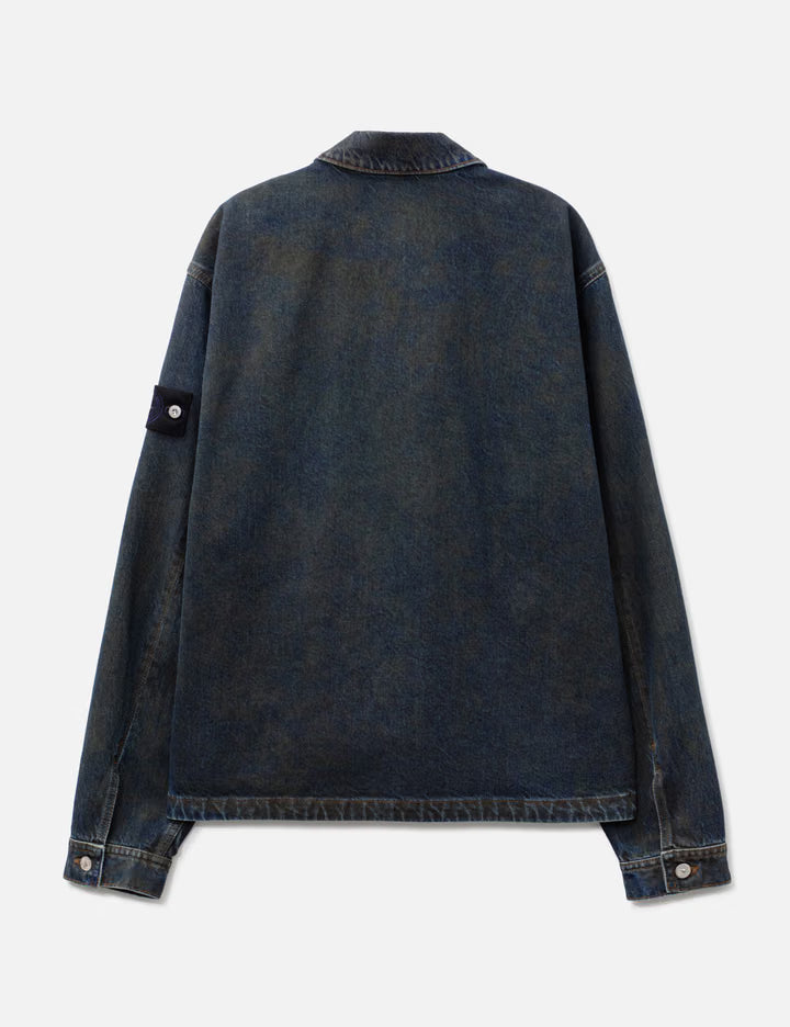 Laser Pigment Indigo Denim Biker Jacket