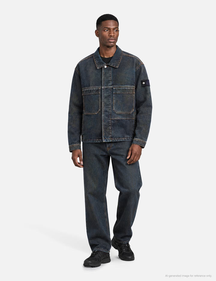 Laser Pigment Indigo Loose Fit Denim Jeans