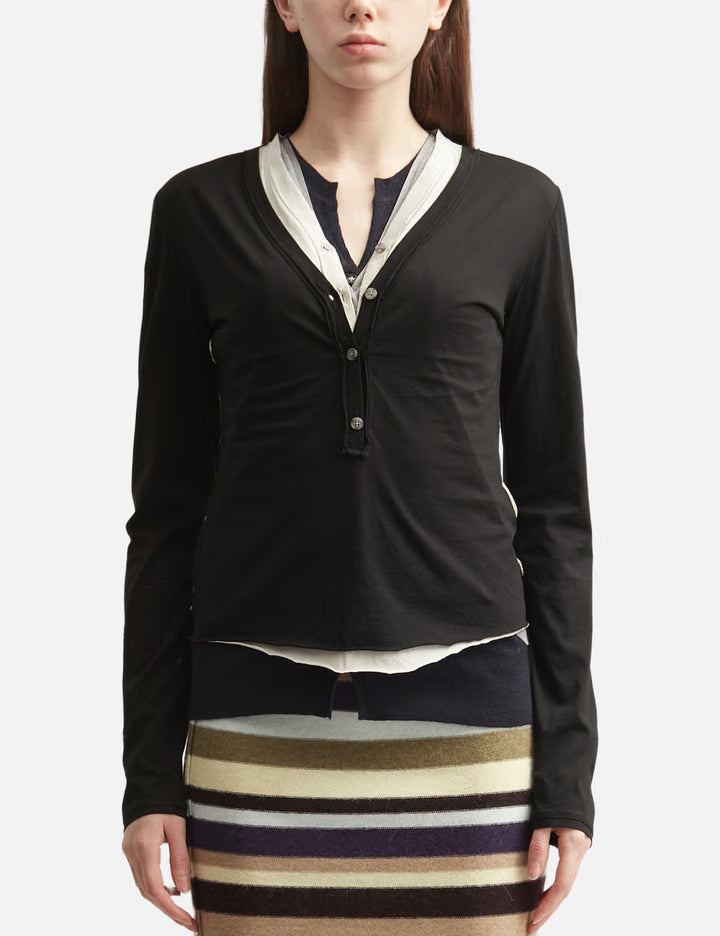 Layered Henley Long T-Shirts