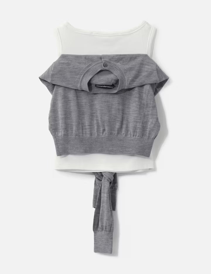Layered Tank With Tie-Front Sweater Detail