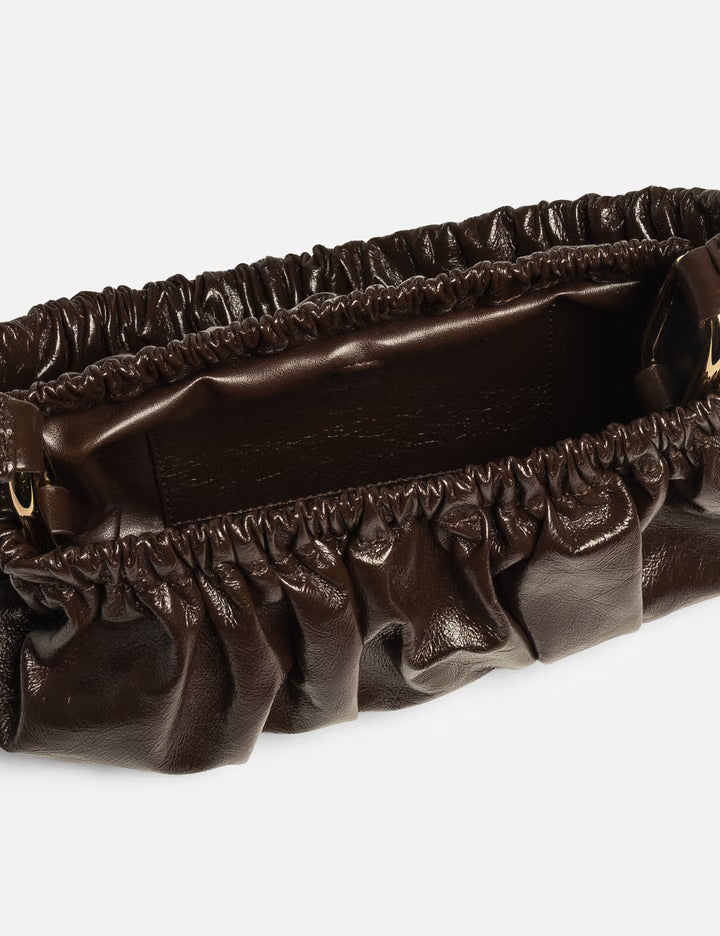Leather Gathered Clutch