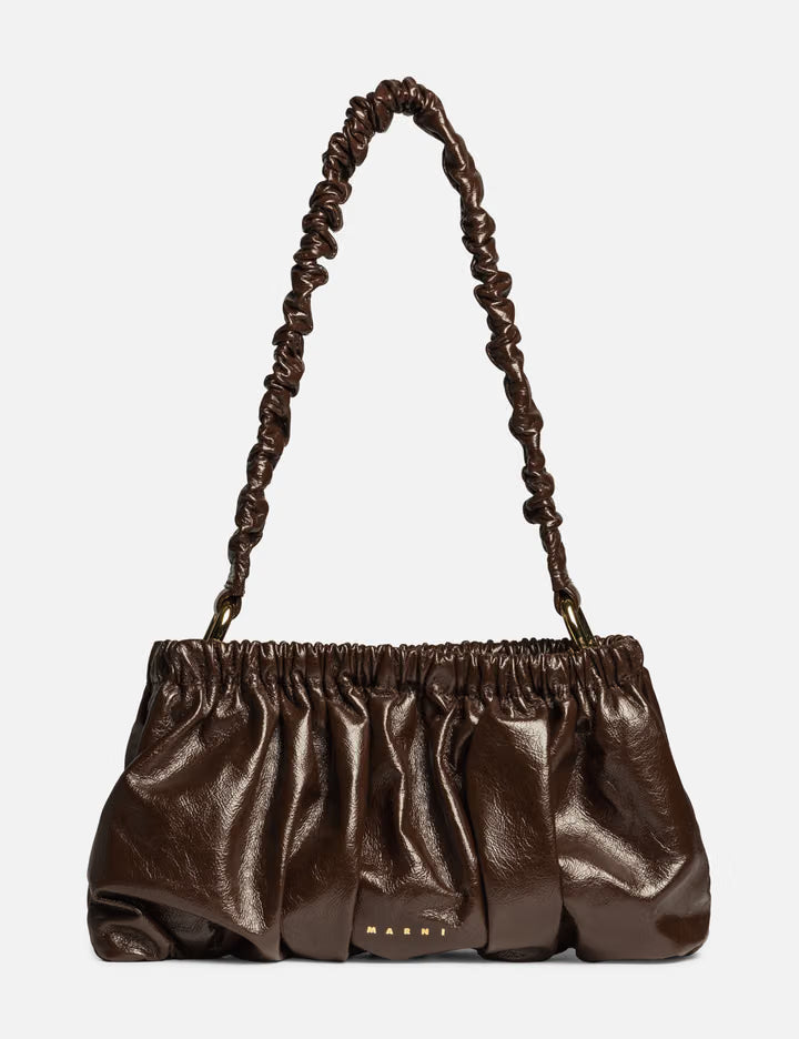 Leather Gathered Clutch