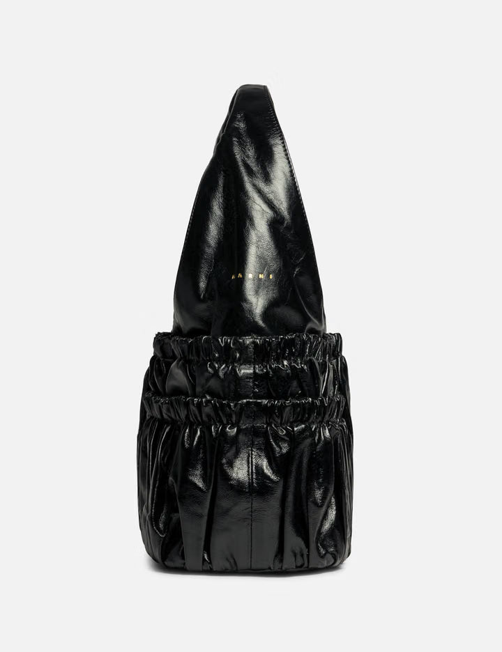 Leather Gathered Hobo Bag