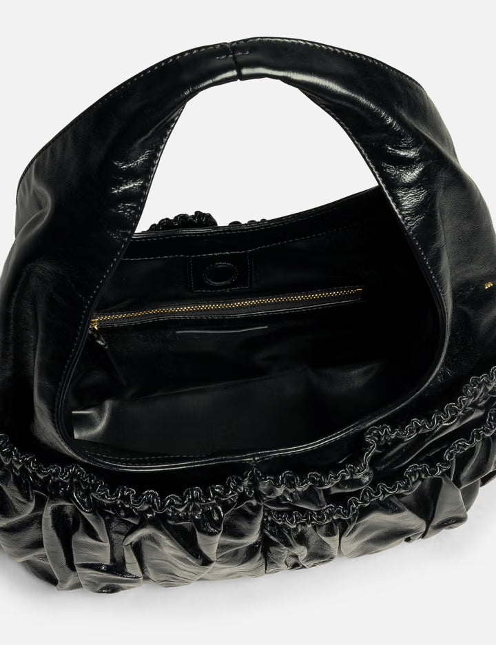 Leather Gathered Hobo Bag