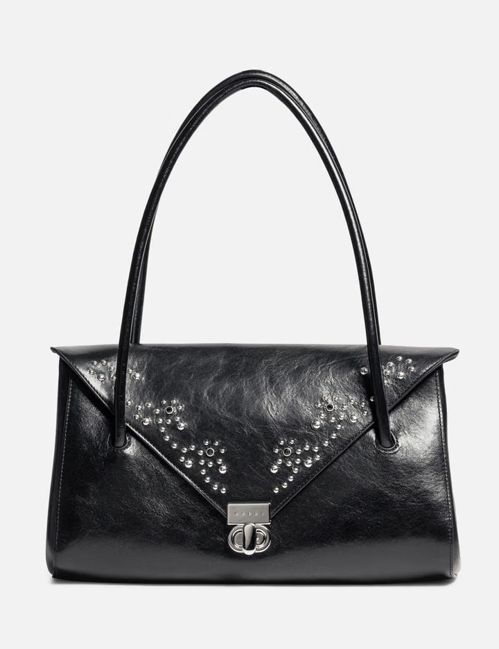 Leather Retro Shoulder Bag With Studs