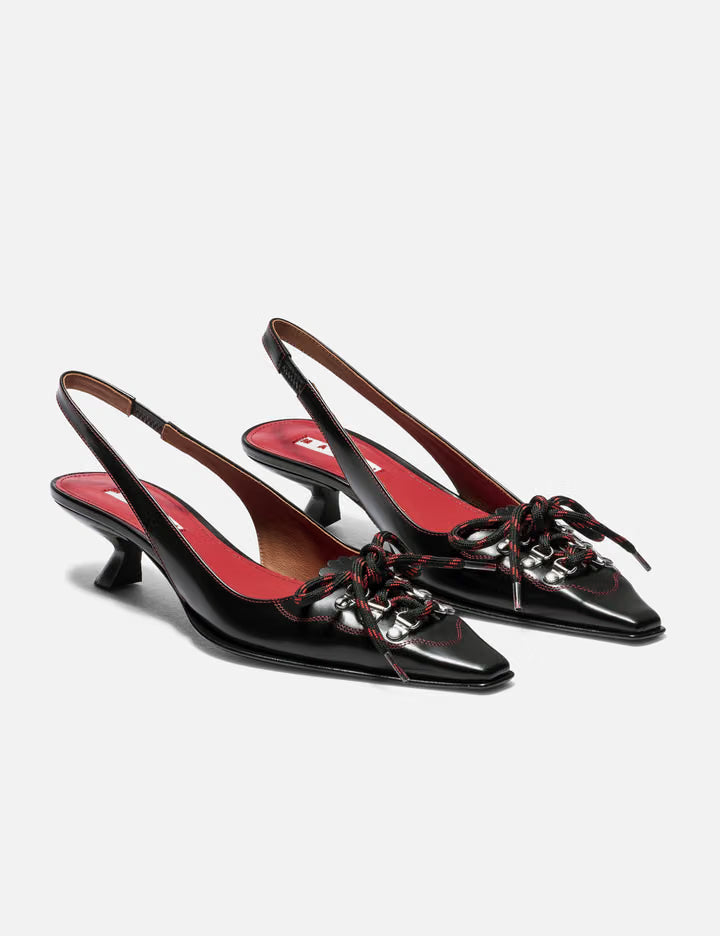Leather Slingback With Lace