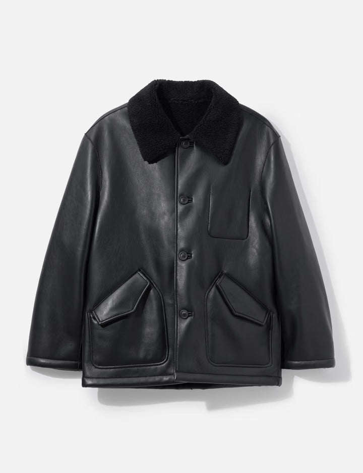 Linking Binding Fake Shearling Half Coat