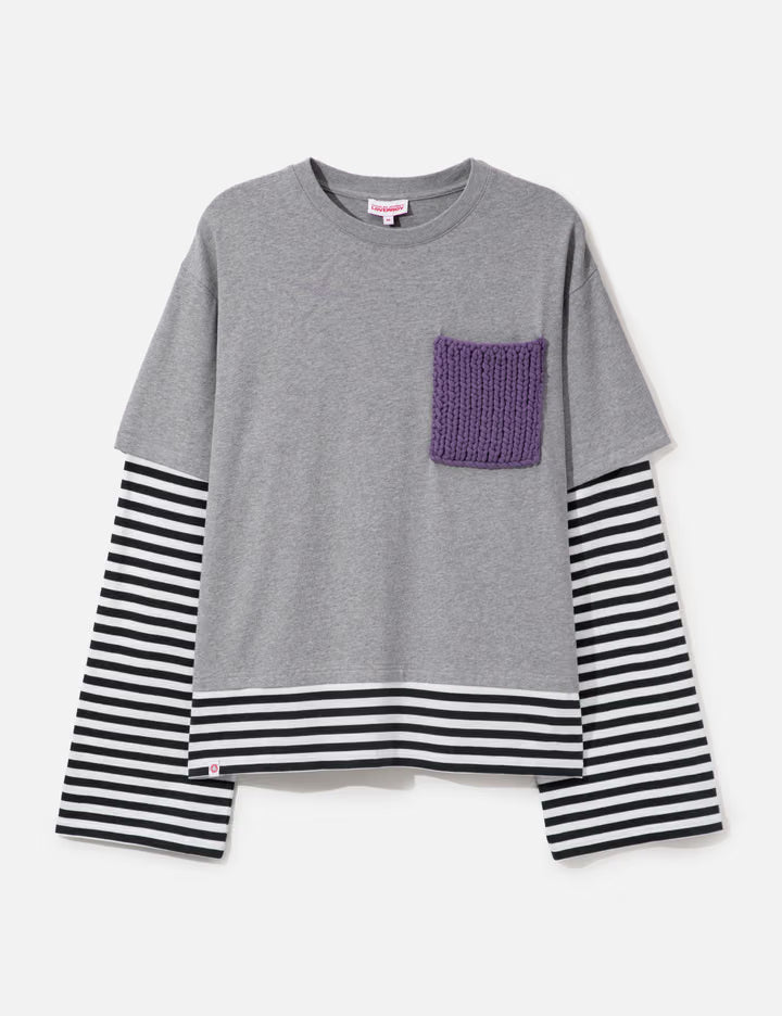 Long Sleeve 2-In-1 Tee With Knit Patch