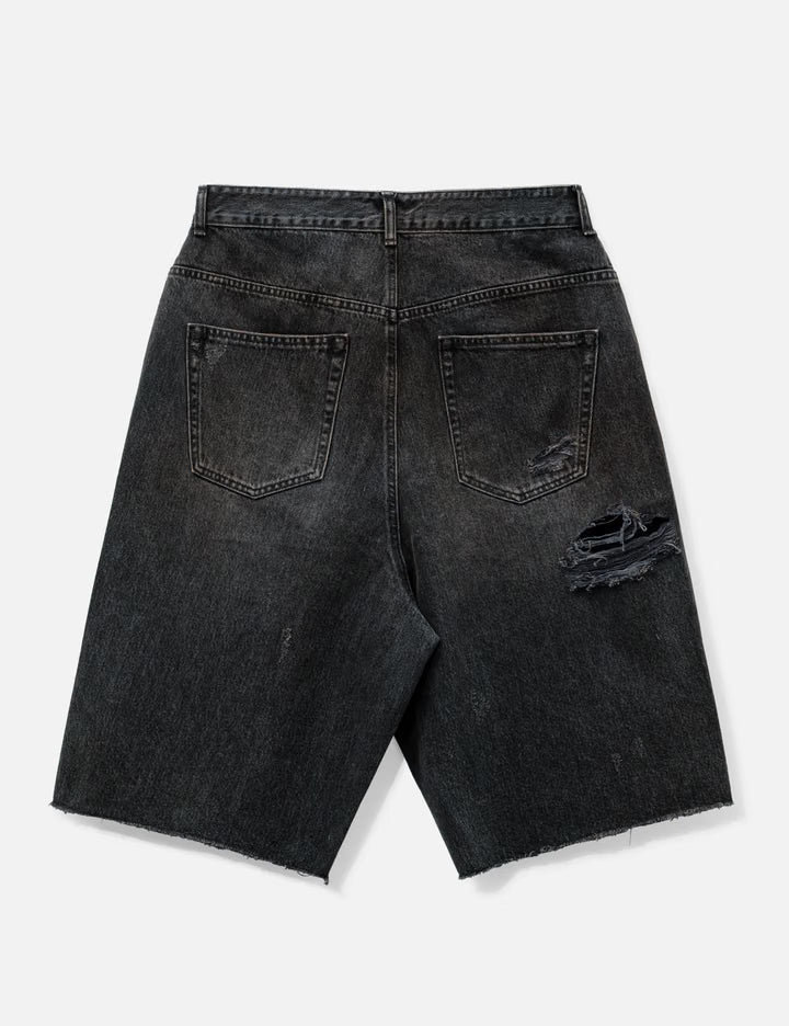 Long Zipper Fly Denim Shorts