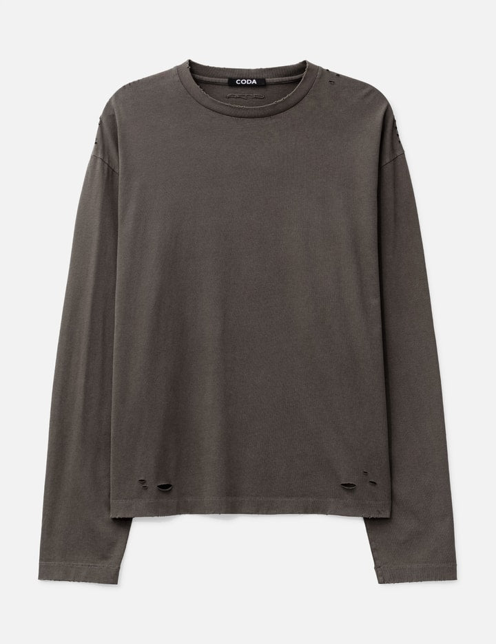 Faded Grey Aging Damaged Long Sleeve T-Shirt