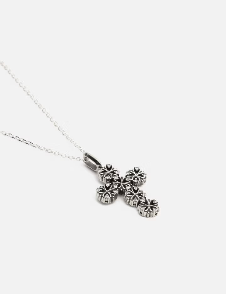 Maltese-Cross Quadruplets Cross Pendant Necklace