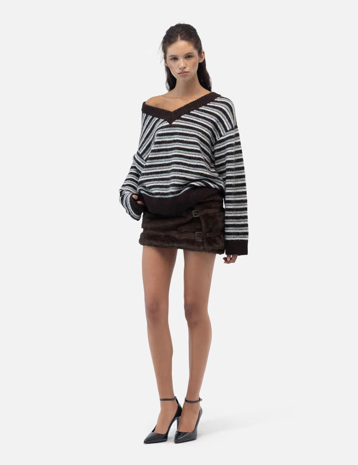 MELLOW V-NECK STRIPE KNIT