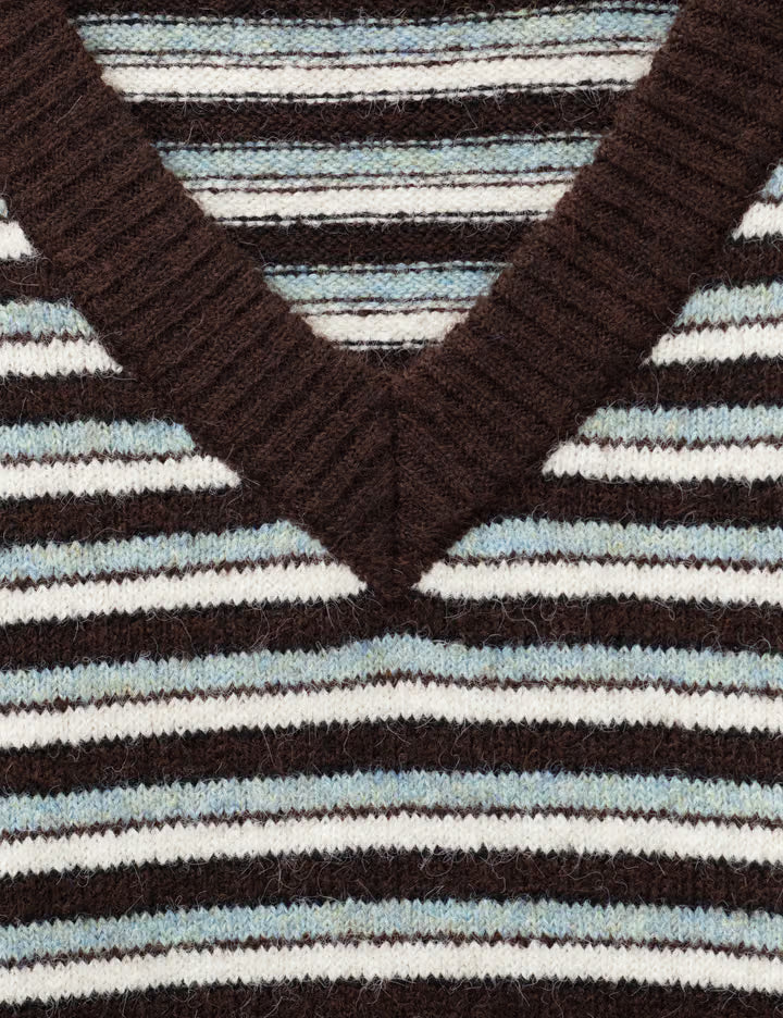 MELLOW V-NECK STRIPE KNIT