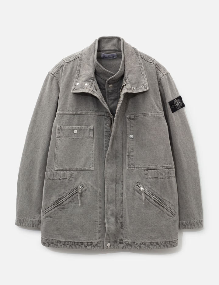 Mineral Dyed Cotton Gabardine-TC Jacket With Removable Vest