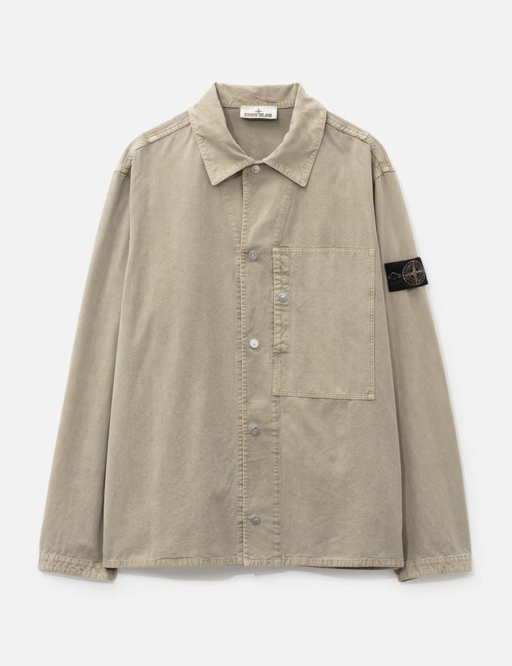 Mineral Dyed Panama Cotton Snap-Front Overshirt With Chest Pocket