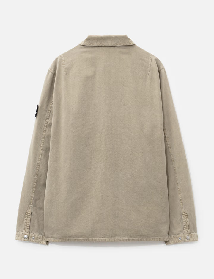 Mineral Dyed Panama Cotton Snap-Front Overshirt With Chest Pocket