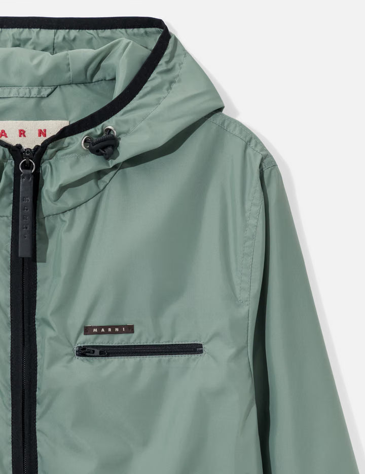 Nylon Jacket With Drawstring Pockets