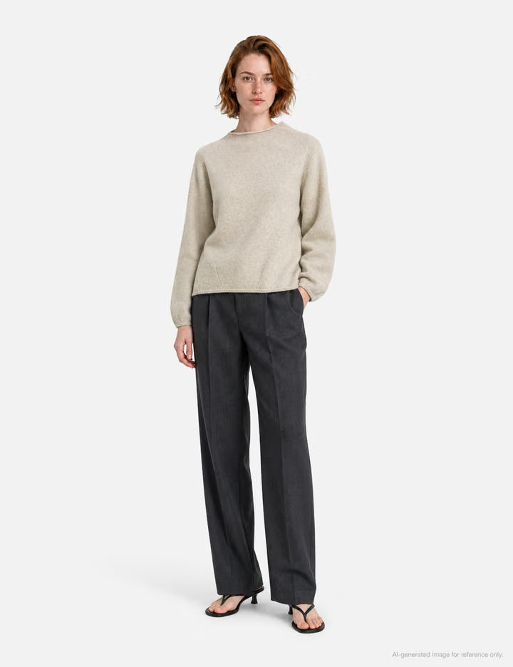 Oblique Neck Knit In Beige