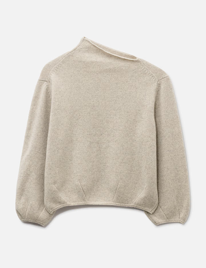 Oblique Neck Knit In Beige