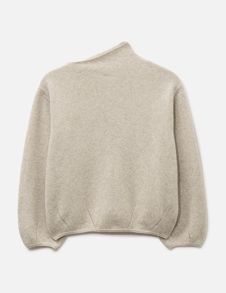 Oblique Neck Knit In Beige