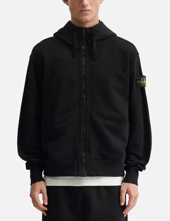 Oversized Garment Dyed Cotton Fleece Zip-Up Hoodie