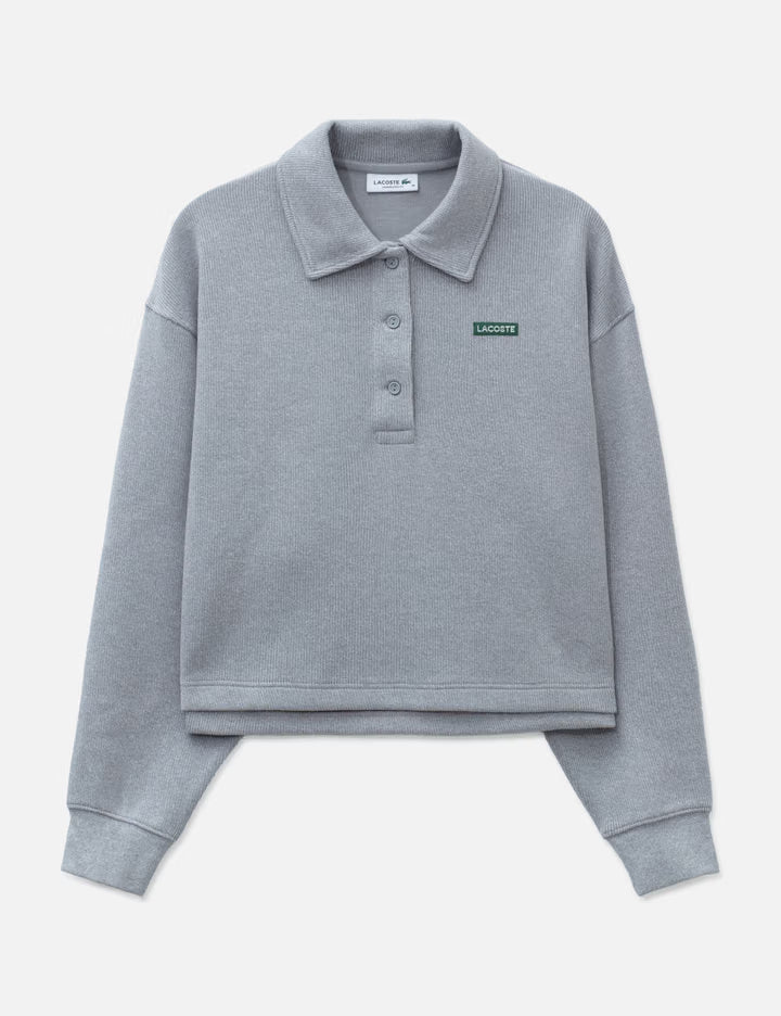 Oversized Ribbed Polo Collar Sweatshirt