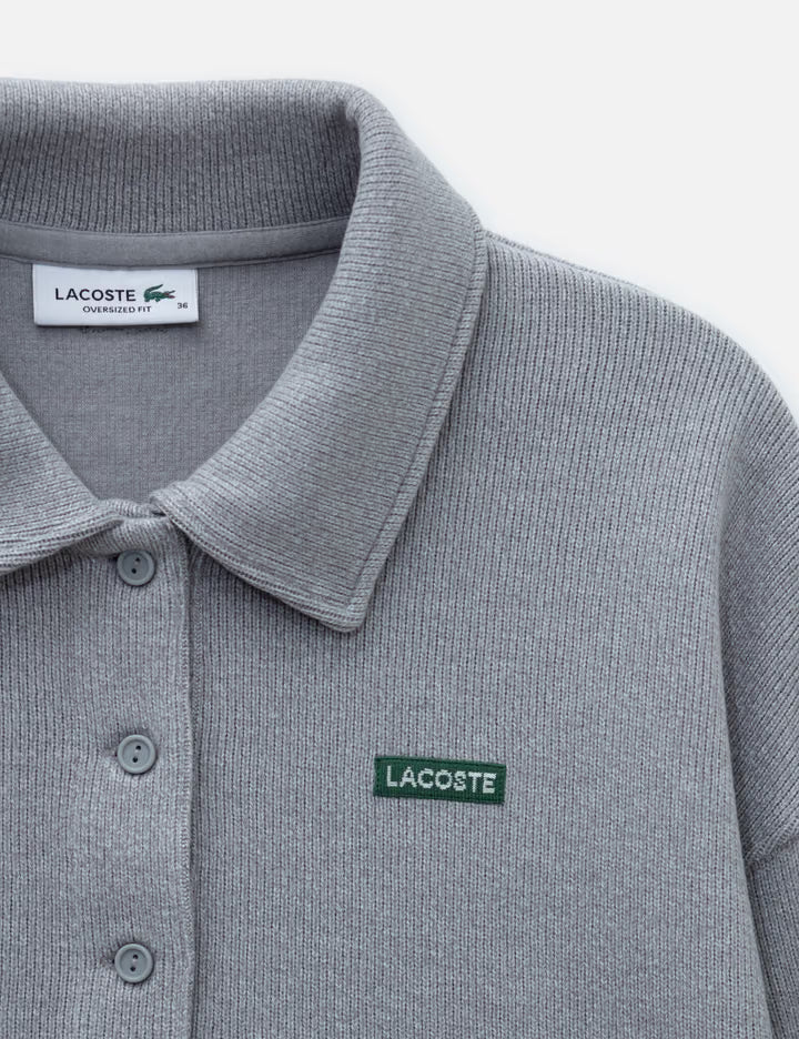 Oversized Ribbed Polo Collar Sweatshirt