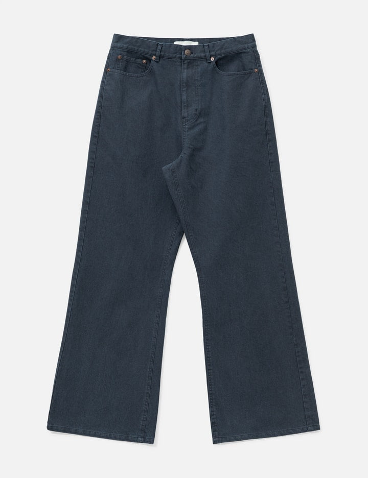 Washed Cotton Twill Loose Flared Jeans