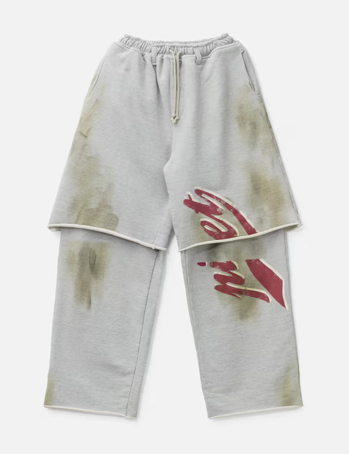 Layered Wide Leg French Terry Trousers