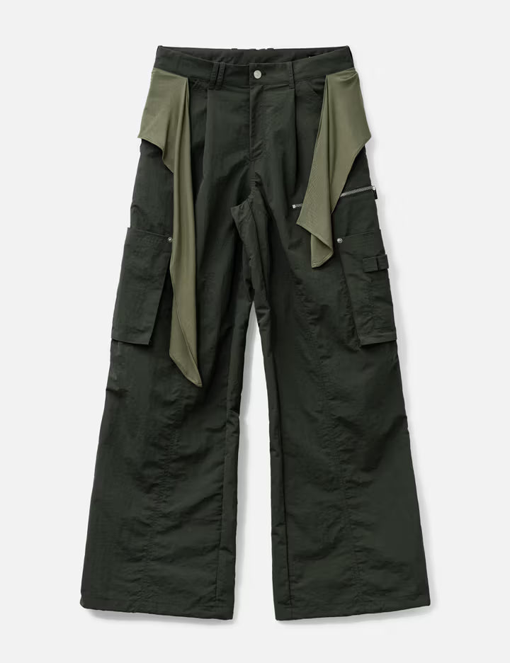 Mixed Layered Tie Jogger Pants